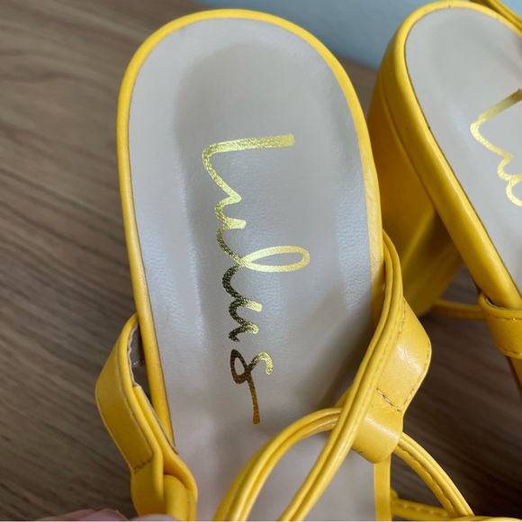 Lulus yellow wrap heels lace up block heel women’s size 9 - Picture 3 of 8